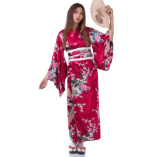 Japanese Geisha Kimono Red XK66-MA